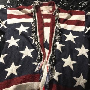 American flag sweater/throwover/cape